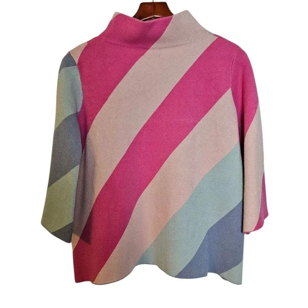 Fate Anthropologie Colorblock Striped Mock Neck Sweater